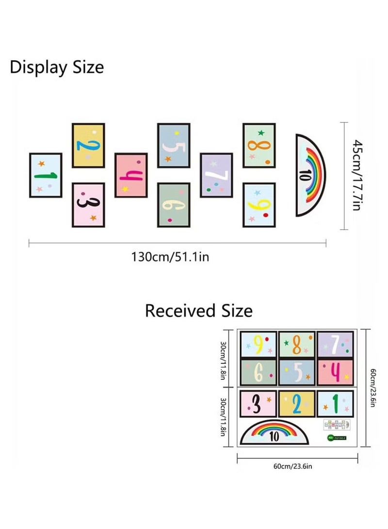 10 Number DIY Hopscotch Game Wall Stickers Floor Decals Wall Decals Set Colorful Rainbow Floor Decals for Baby Kids Room Nursery Classroom Play Room - Image 5